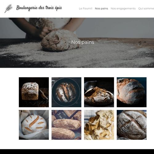 screenshot of a bakery website