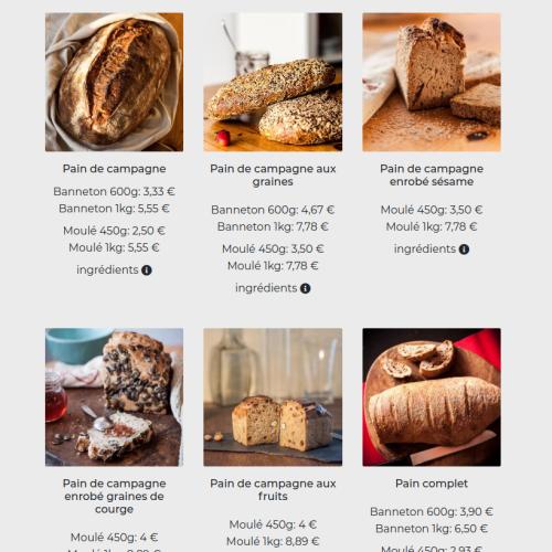 aperçu du site web Boulangerie pain noir-pain blanc